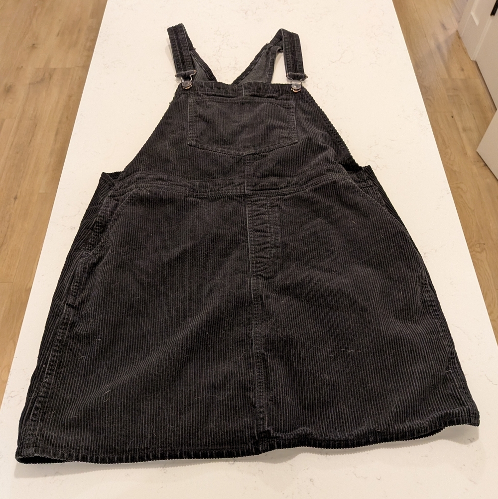 twik Black Corduroy Overall Dress with Bib